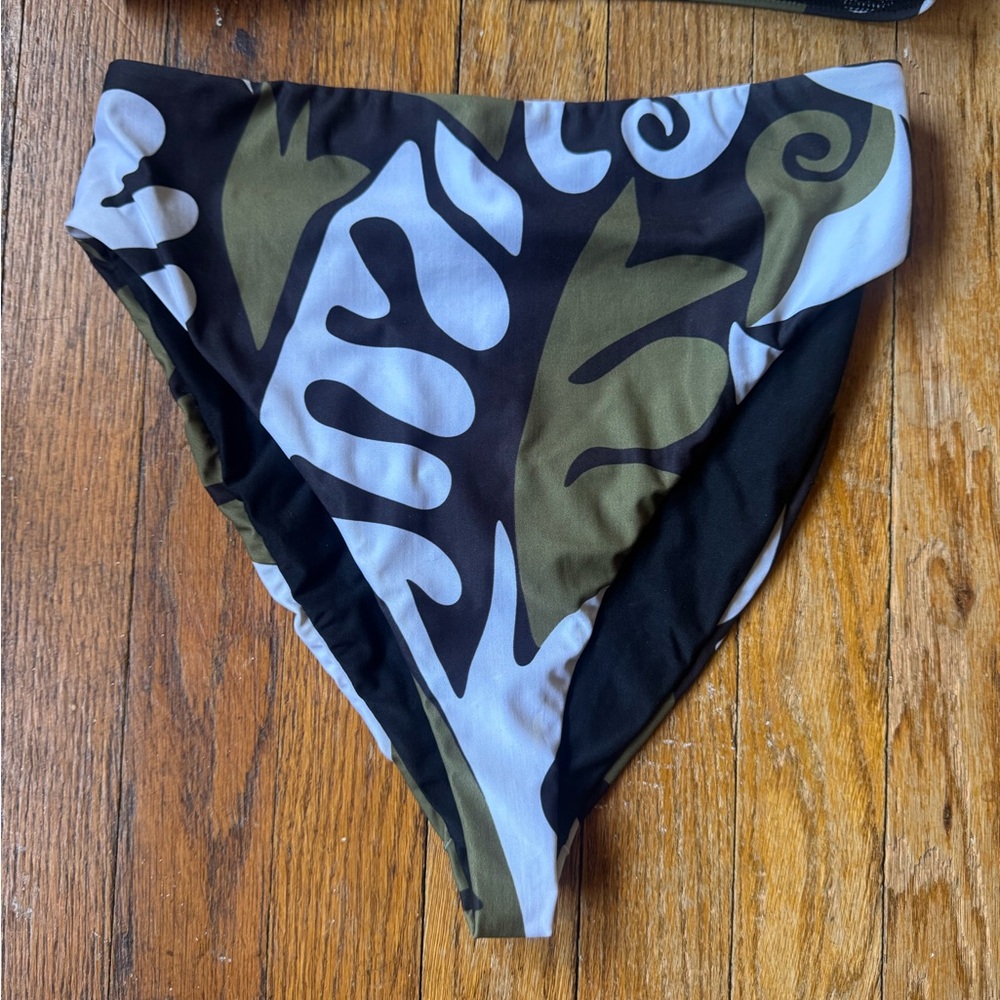 Mara Hoffman green black Assana print high waisted Imina bottoms